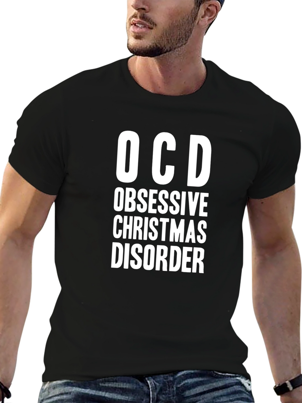 OCD Obsessive Christmas Disorder Black Graphic T-Shirt