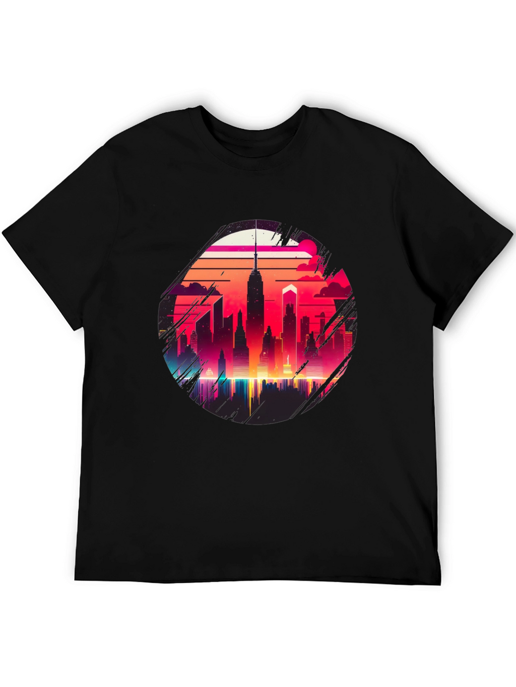 Retro Cityscape Graphic Tee - Black