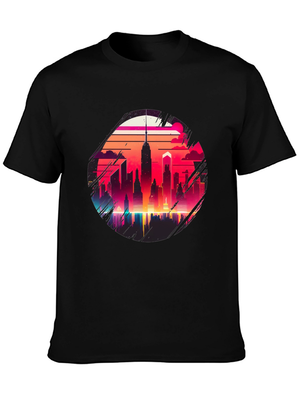 Retro Cityscape Graphic Tee - Black