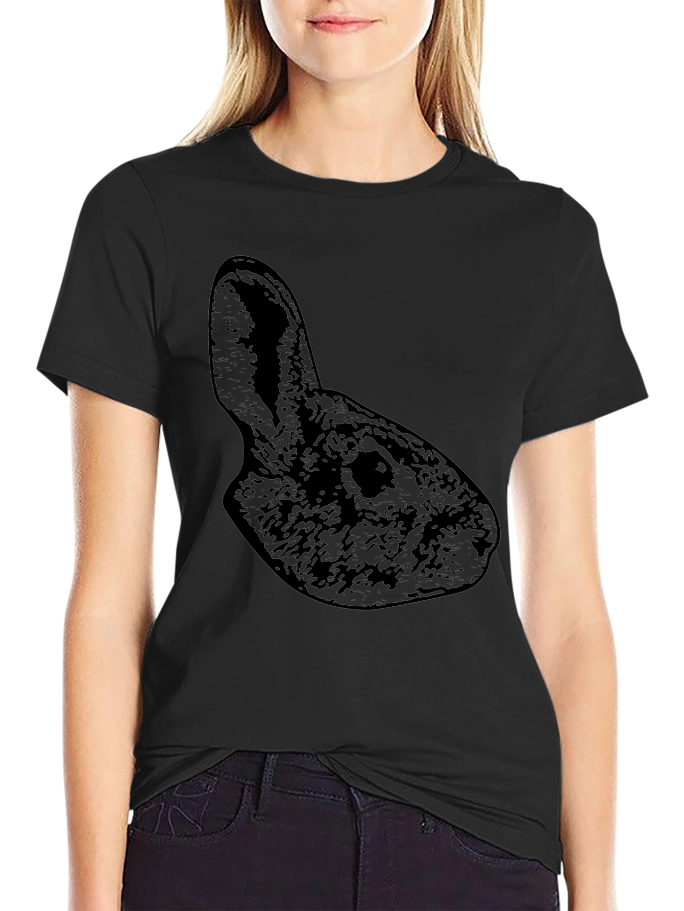 Black Rabbit Silhouette Graphic T-Shirt