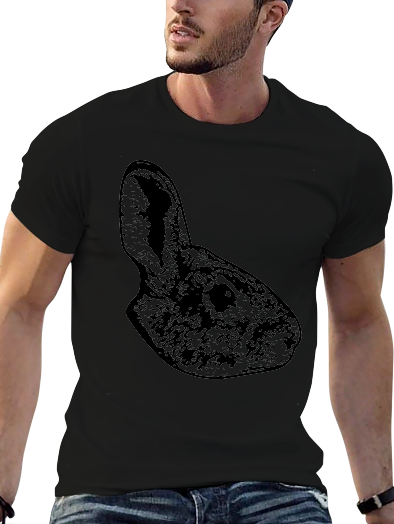 Black Rabbit Silhouette Graphic T-Shirt
