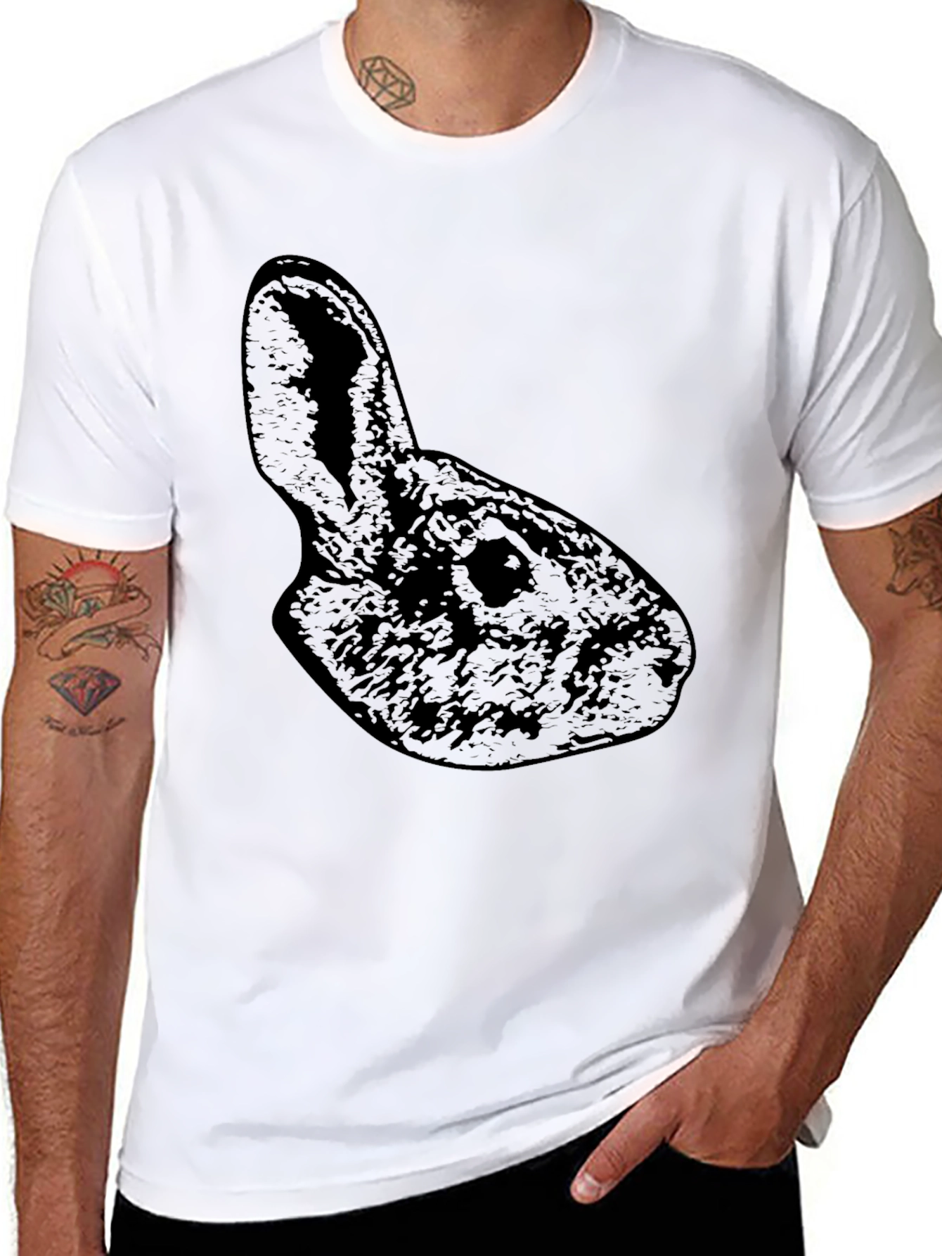 Black Rabbit Silhouette Graphic T-Shirt