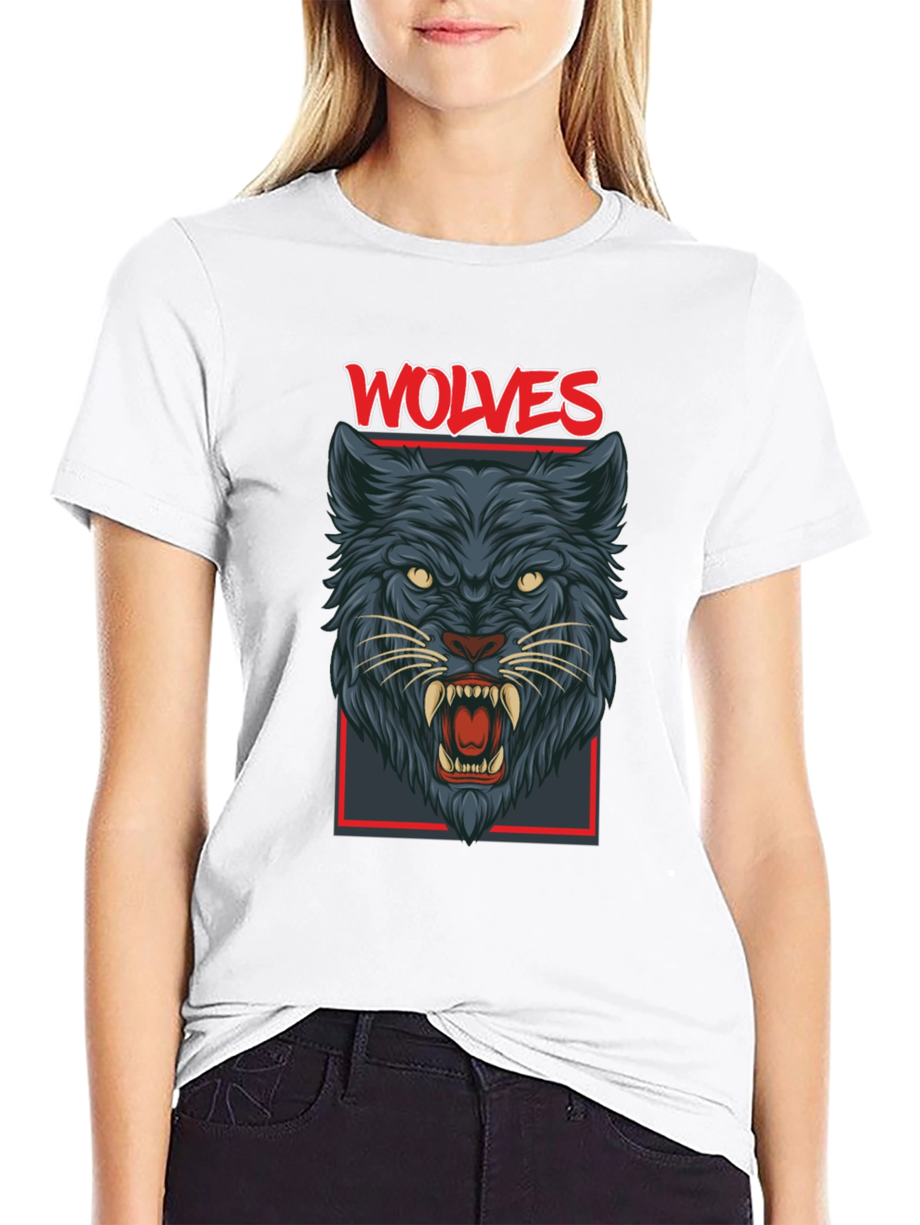 Wolves Graphic Print Mens Black T-Shirt