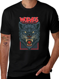 Wolves Graphic Print Mens Black T-Shirt