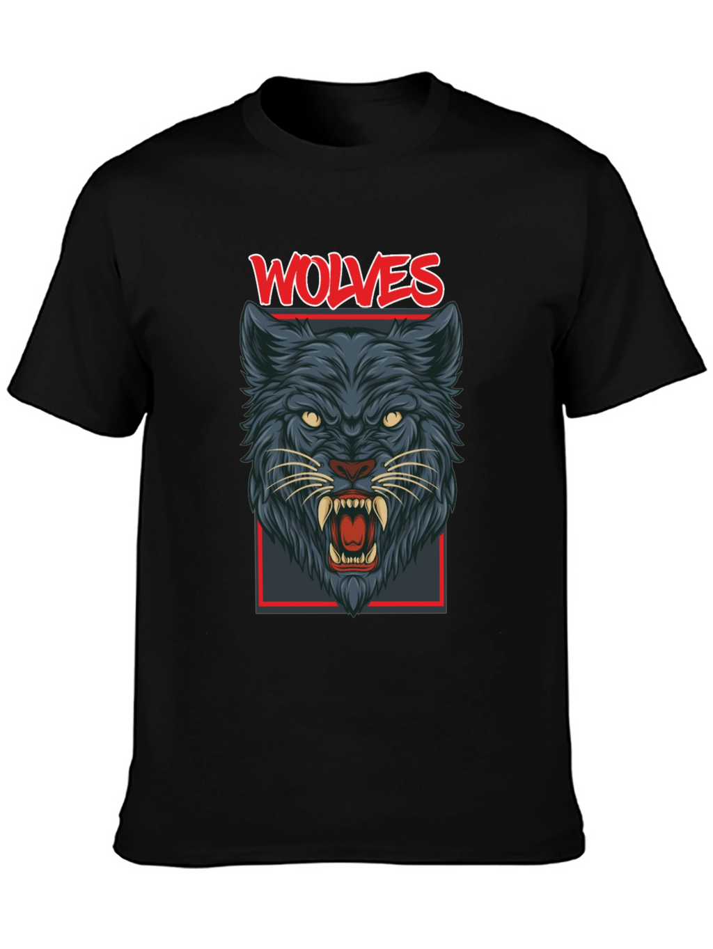 Wolves Graphic Print Mens Black T-Shirt