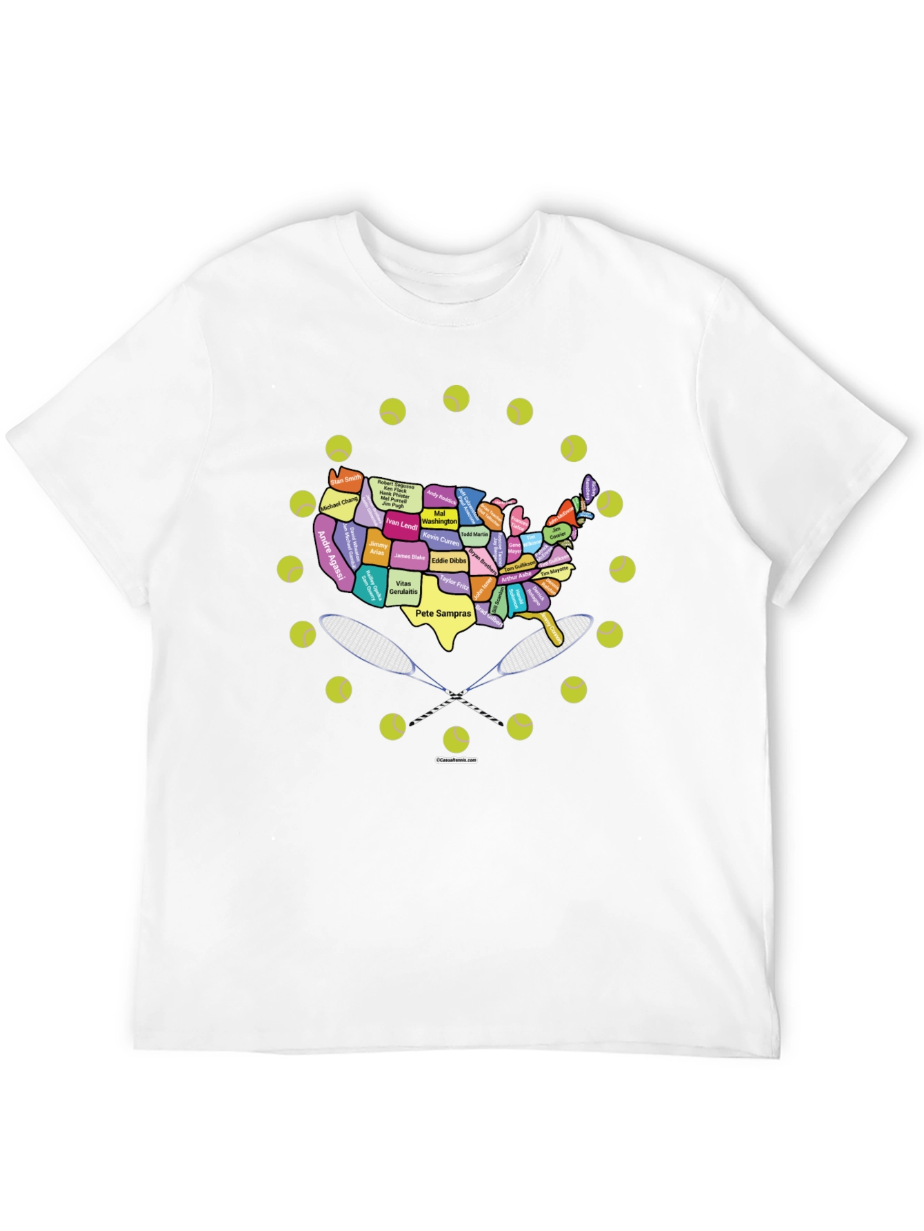 Tennis Greats USA Map Graphic Tee - Black
