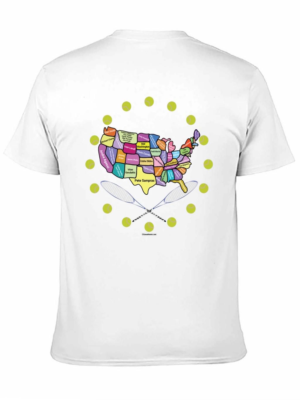 Tennis Greats USA Map Graphic Tee - Black