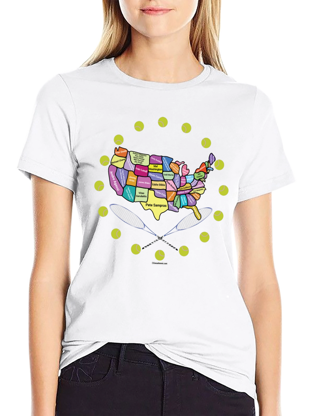 Tennis Greats USA Map Graphic Tee - Black