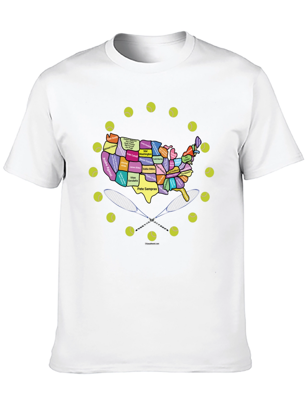 Tennis Greats USA Map Graphic Tee - Black