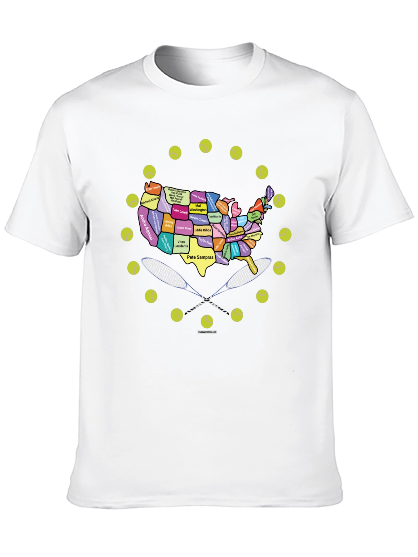 Tennis Greats USA Map Graphic Tee - Black