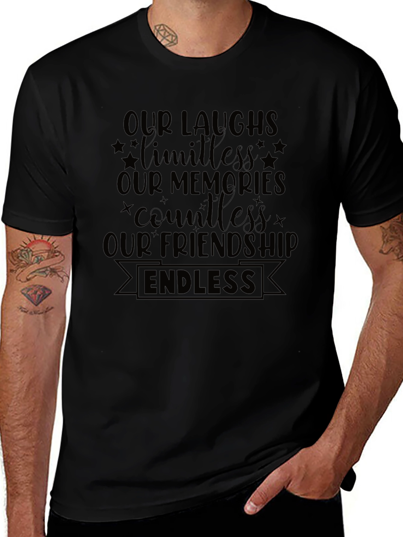 Endless Friendship Graphic Tee - Soft Black Cotton Shirt