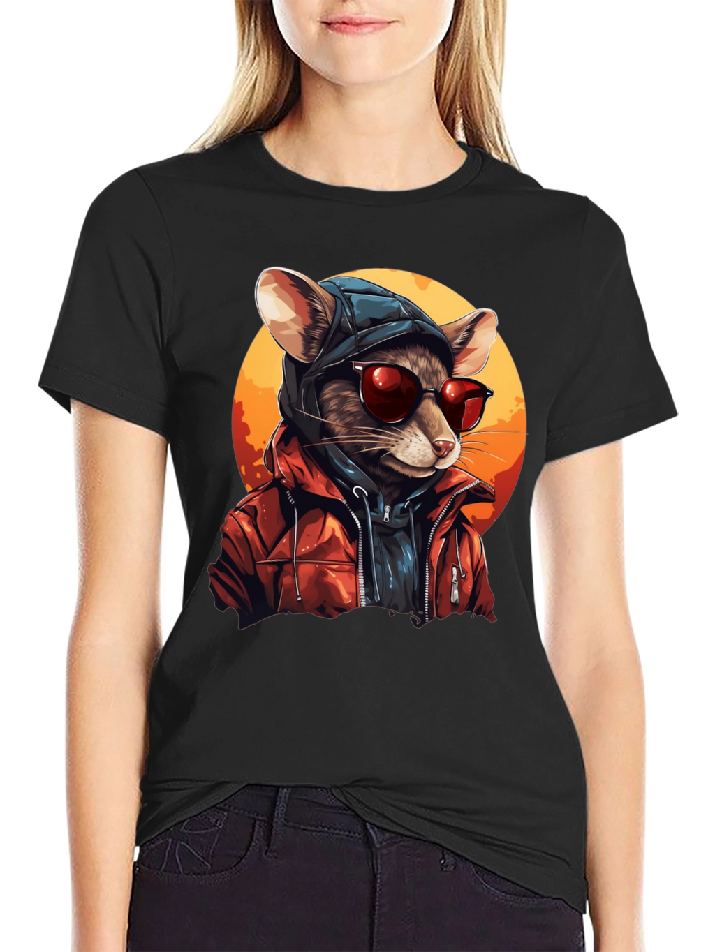 Cool Rat in Hoodie Graphic Tee