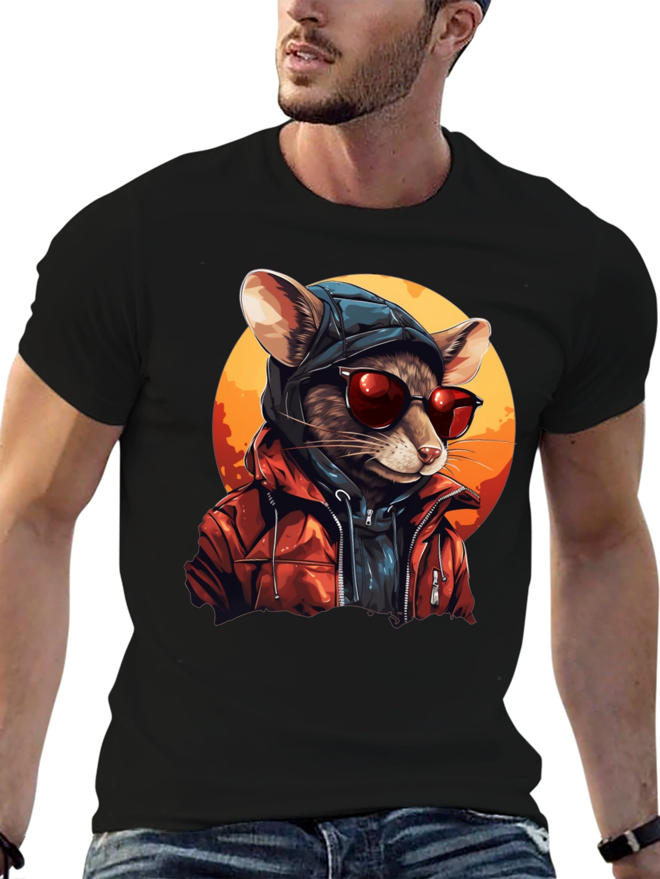 Cool Rat in Hoodie Graphic Tee