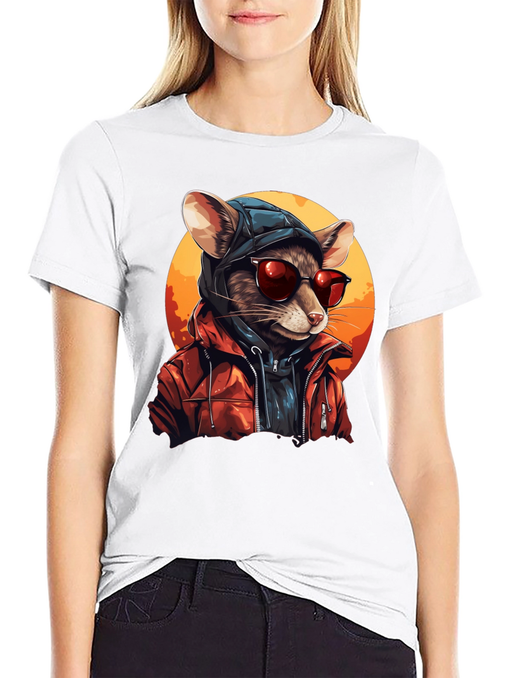 Cool Rat in Hoodie Graphic Tee