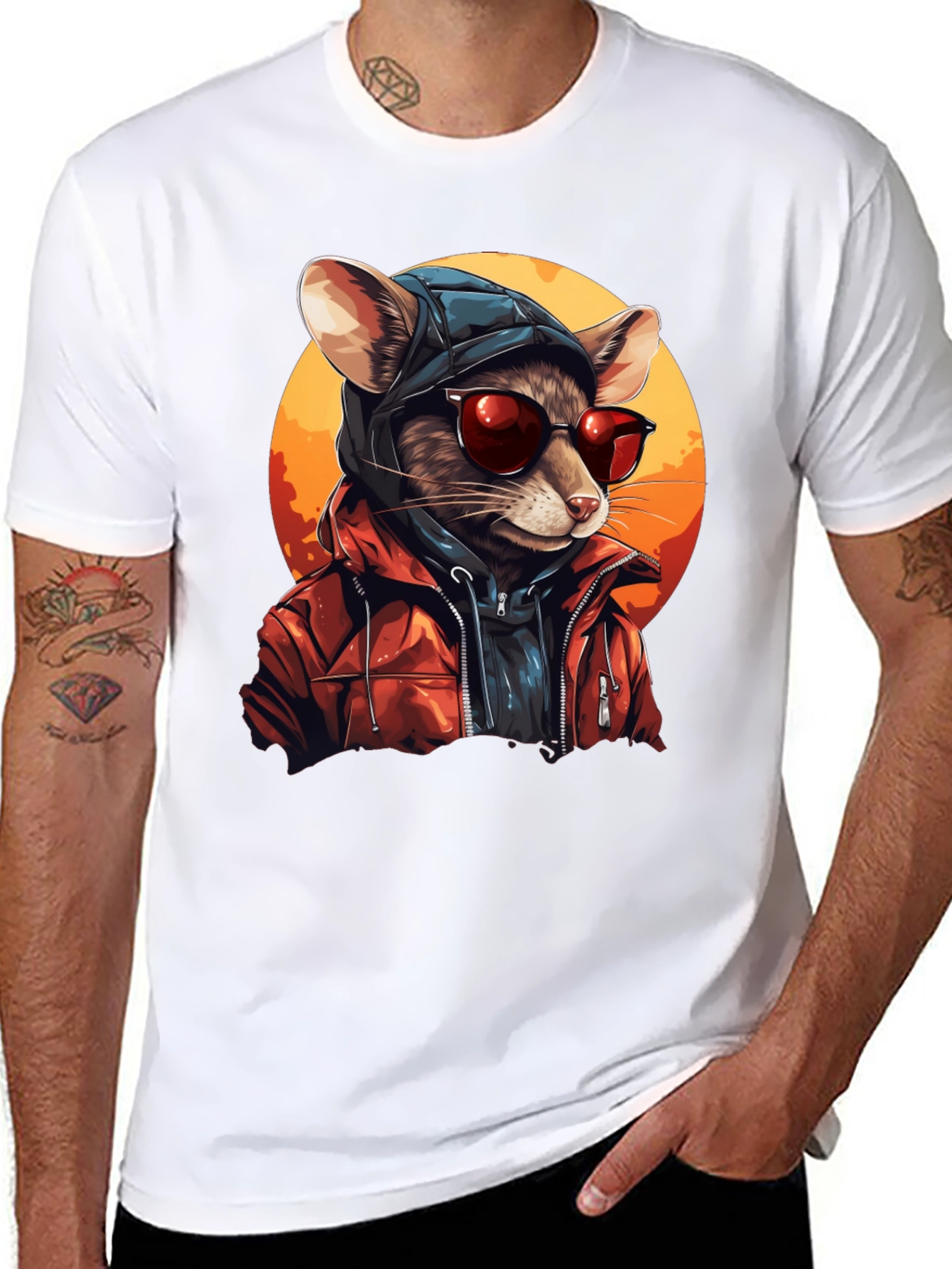 Cool Rat in Hoodie Graphic Tee
