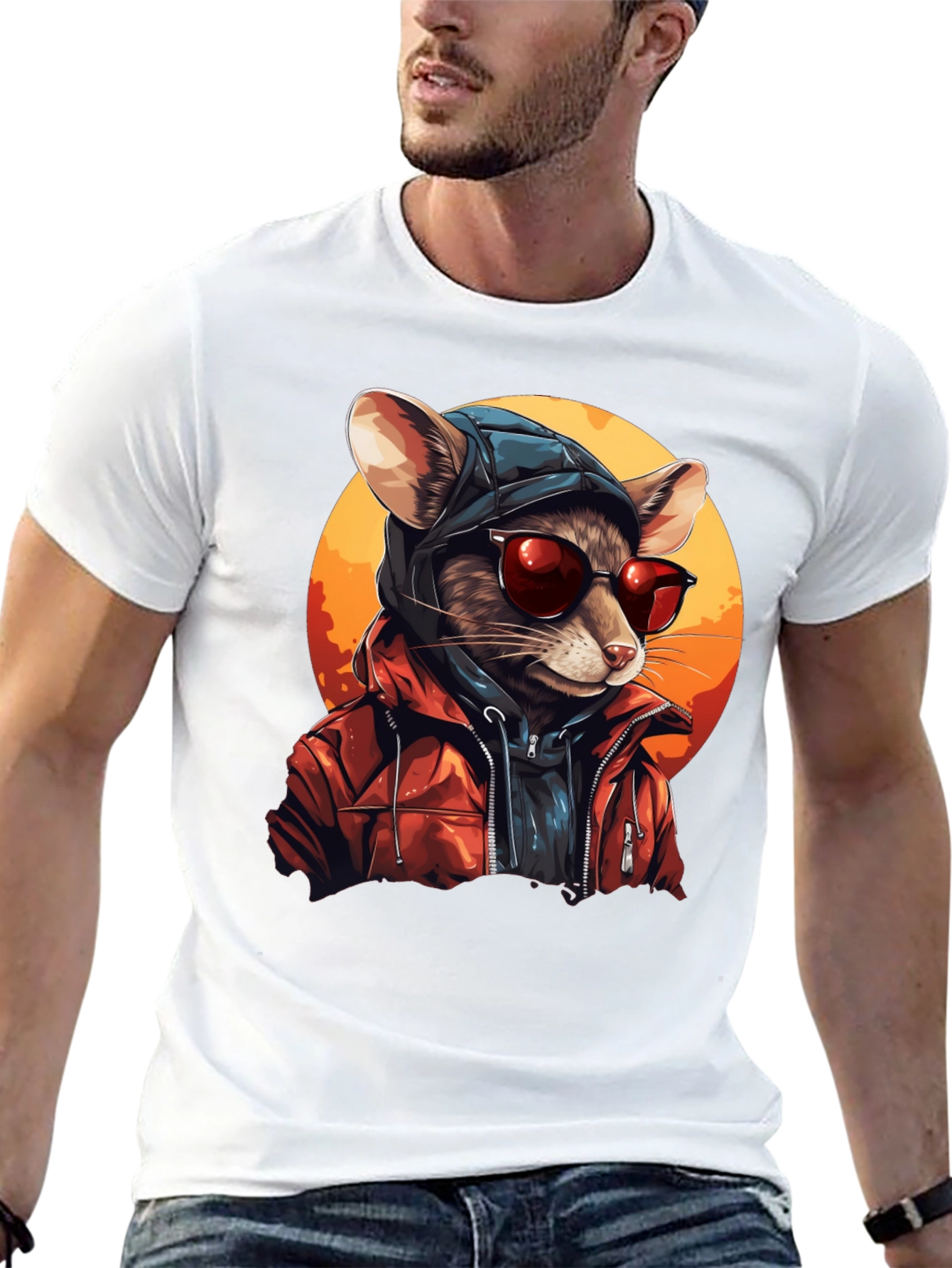 Cool Rat in Hoodie Graphic Tee