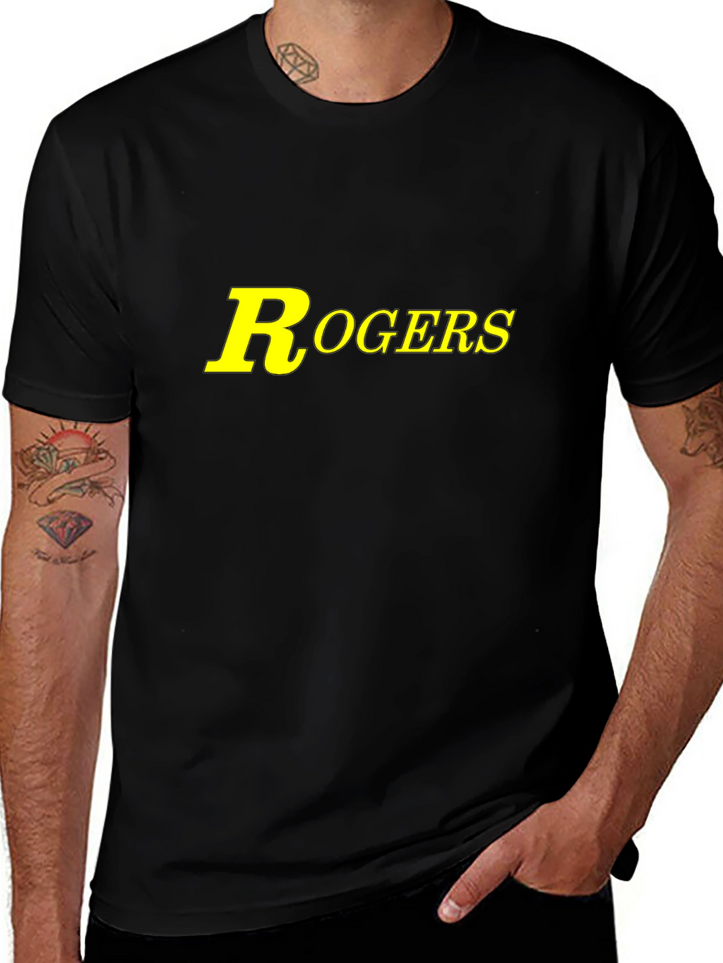 Rogers Black Cotton T-Shirt - Classic Logo Design