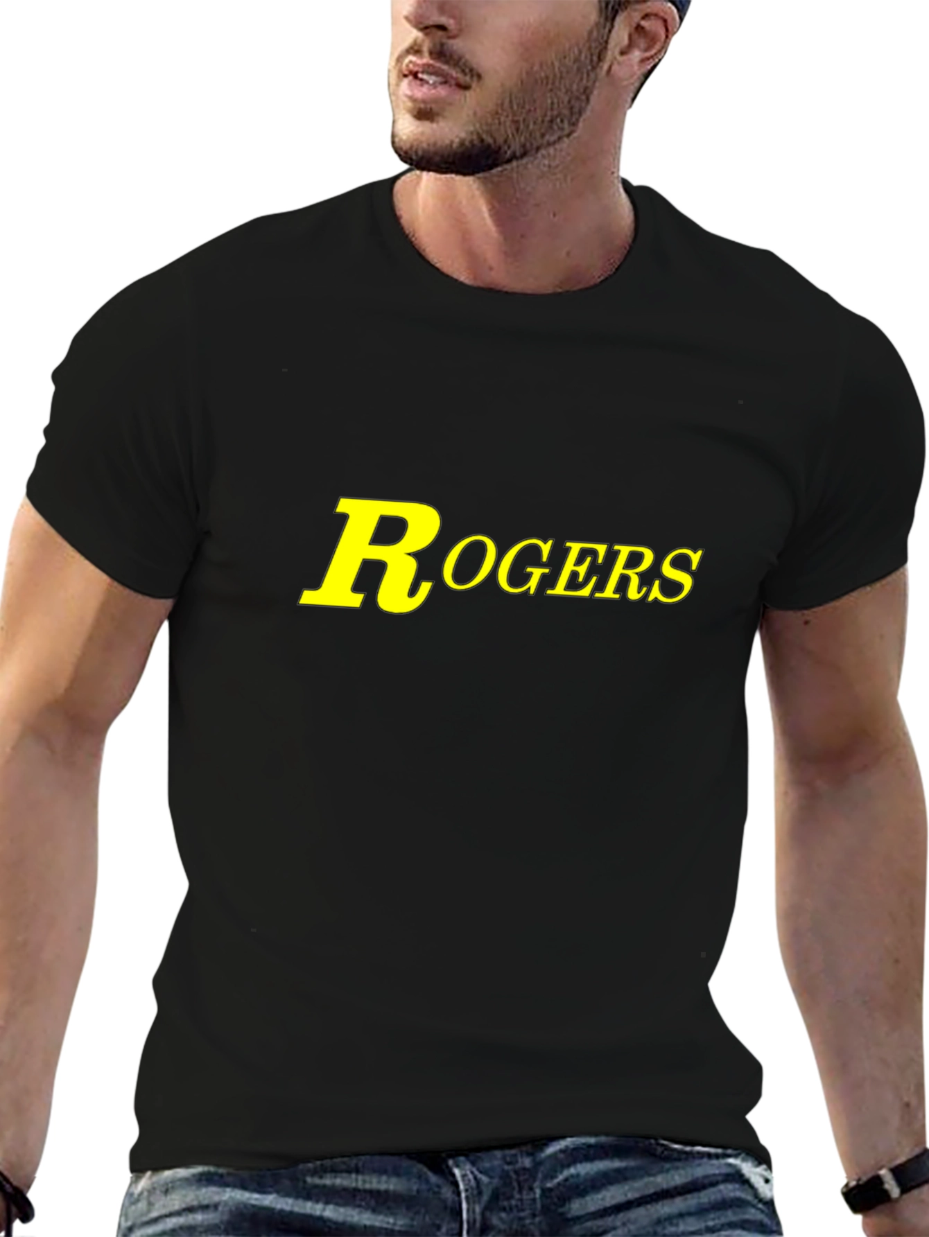 Rogers Black Cotton T-Shirt - Classic Logo Design