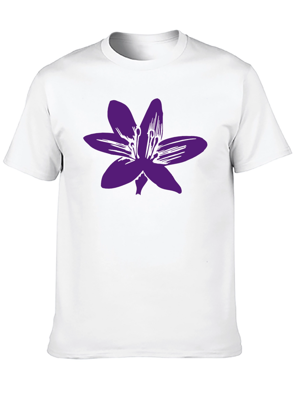 Black T-Shirt with Purple Flower Graphic
