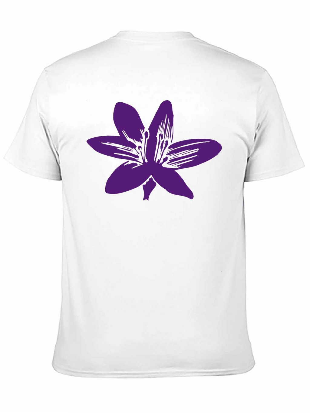 Black T-Shirt with Purple Flower Graphic