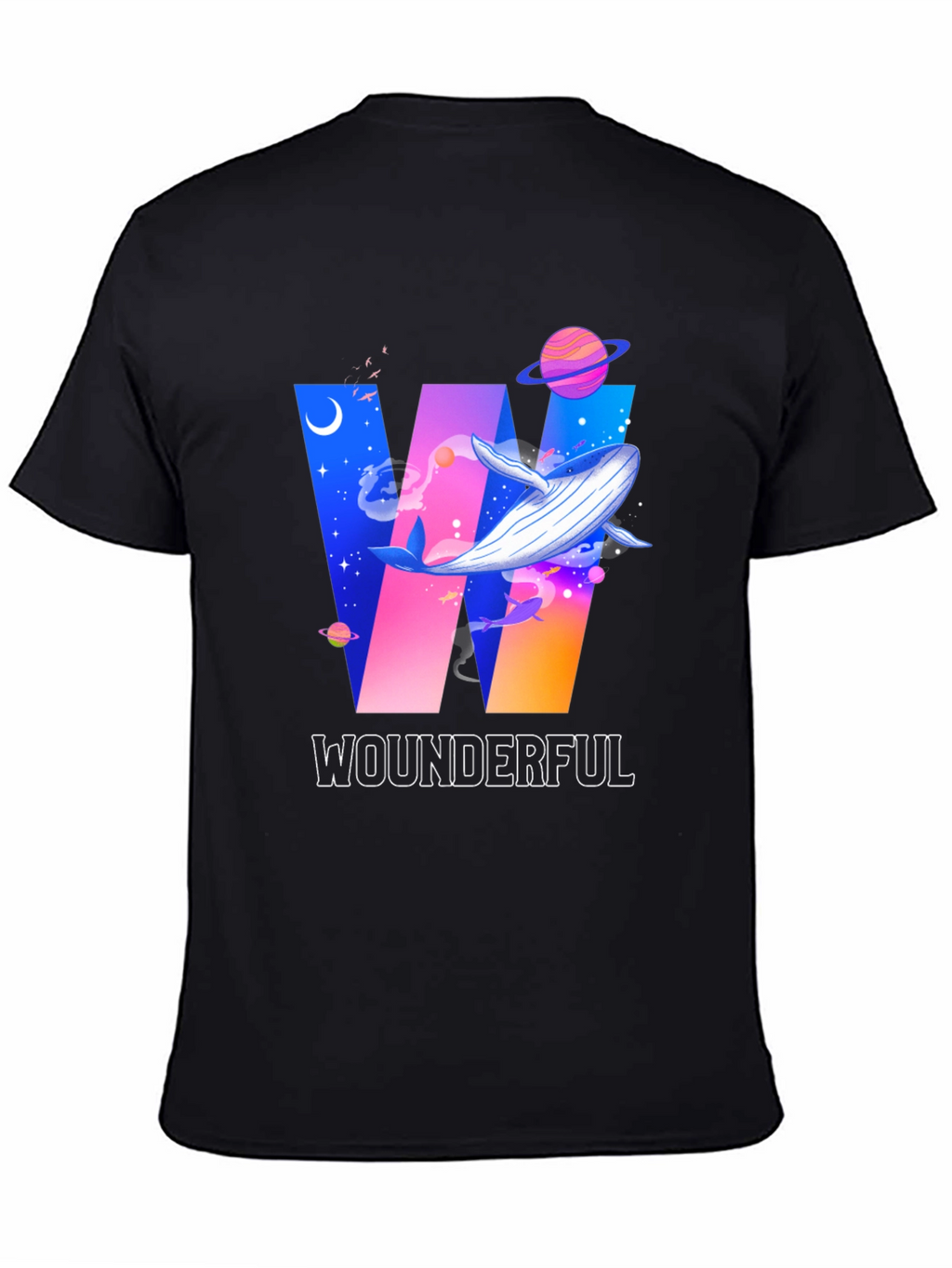 Wounderful Whale Graphic Print Crew Neck T-Shirt