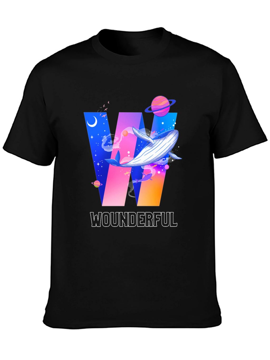 Wounderful Whale Graphic Print Crew Neck T-Shirt