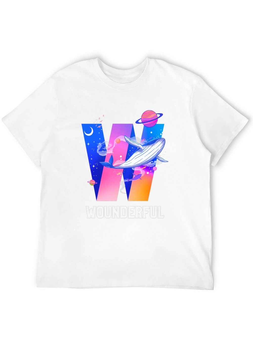 Wounderful Whale Graphic Print Crew Neck T-Shirt