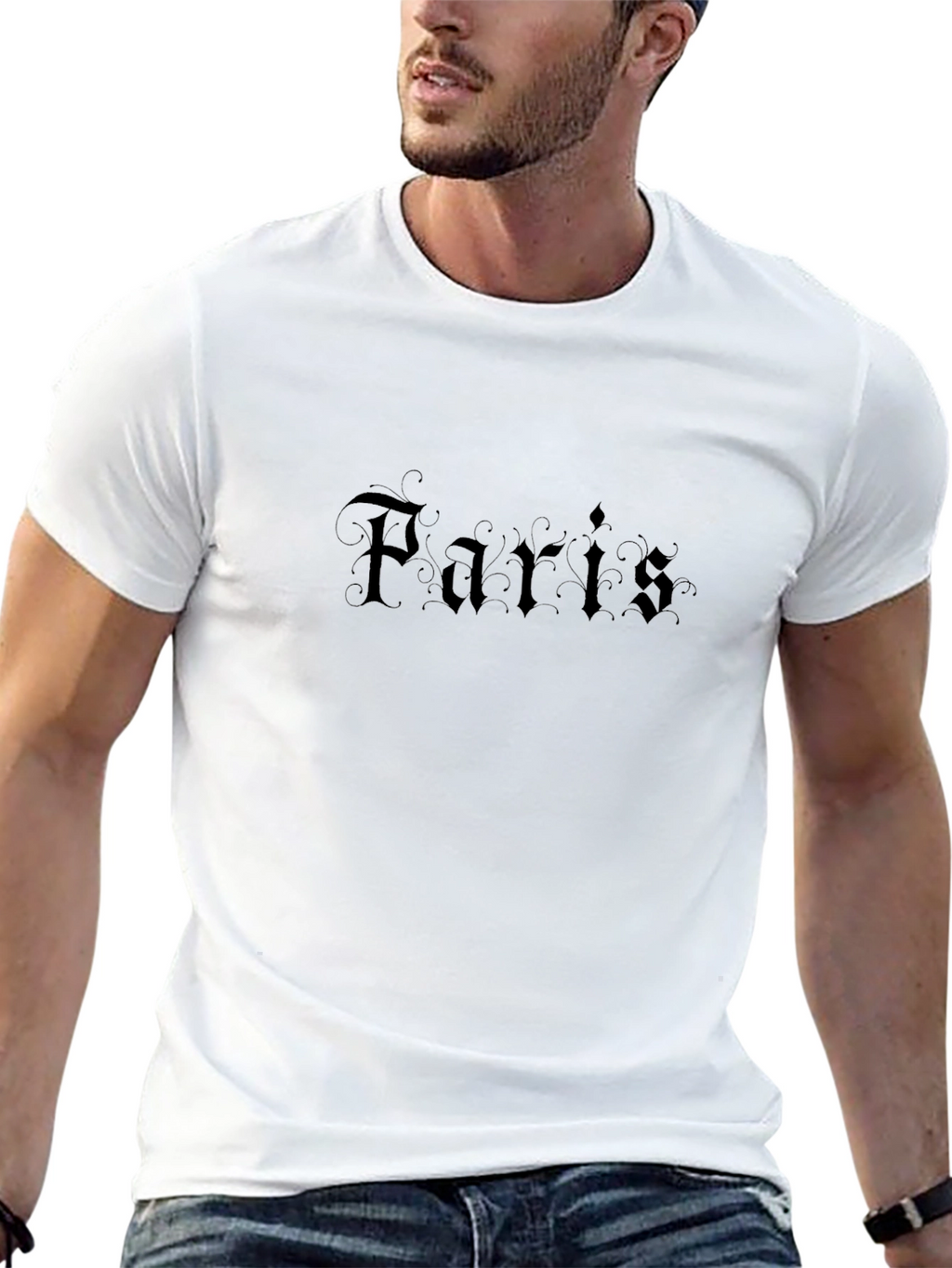 Paris Gothic Font Black T-Shirt