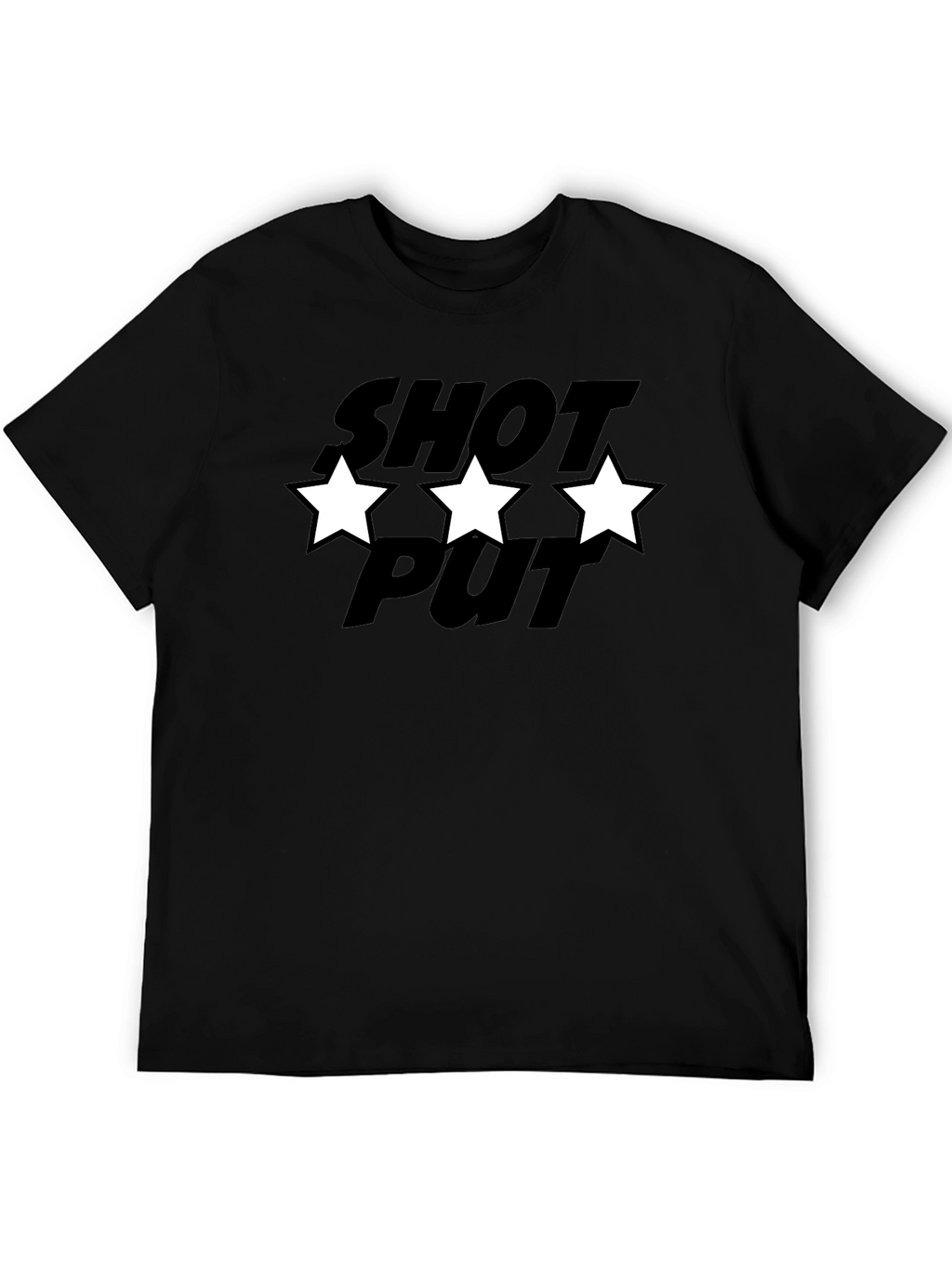 Shot Put T-Shirt with Star Design - Black