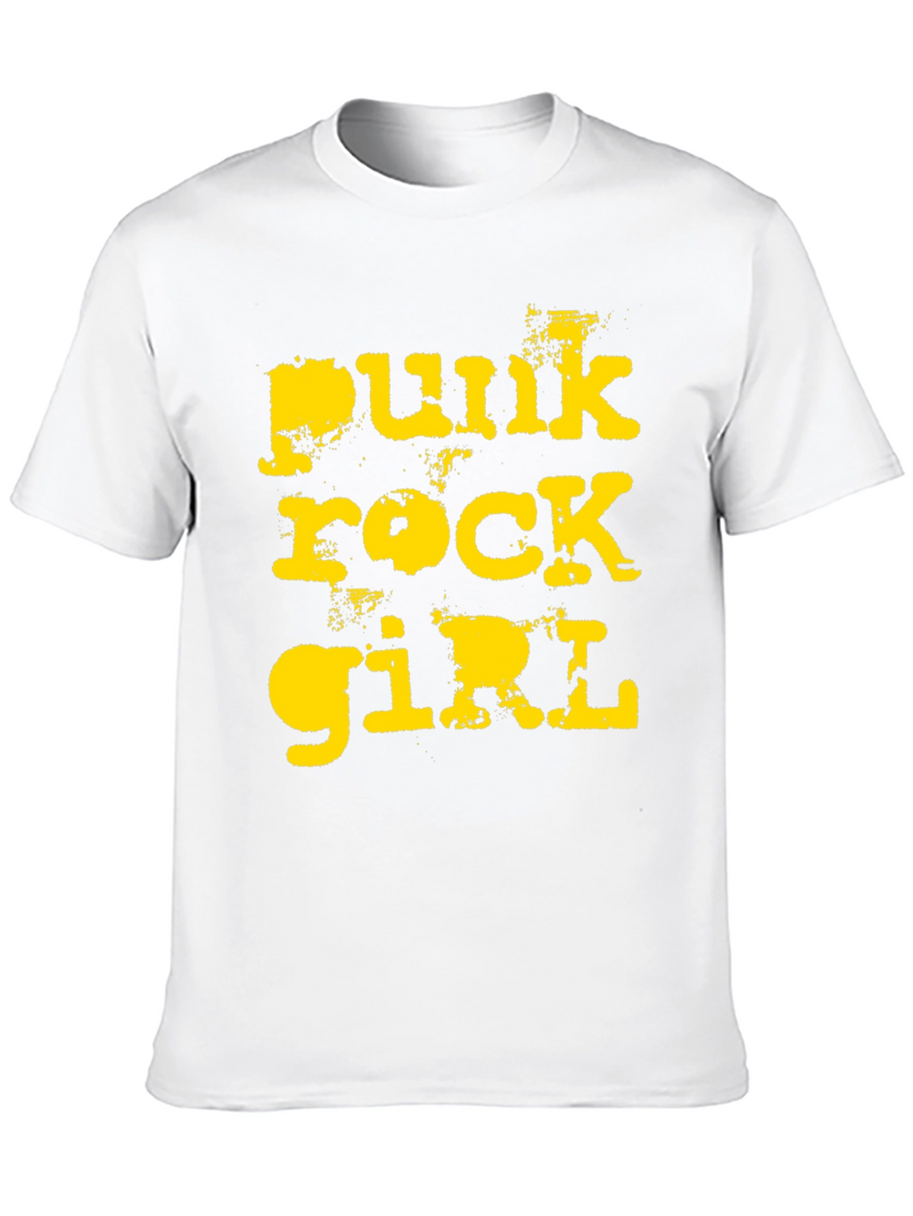 Punk Rock Girl T-Shirt - Distressed Yellow Print