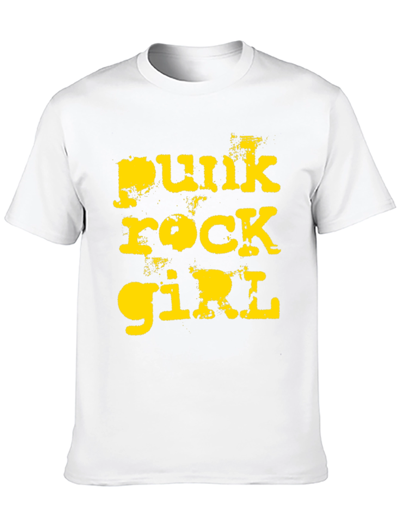 Punk Rock Girl T-Shirt - Distressed Yellow Print