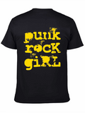 Punk Rock Girl T-Shirt - Distressed Yellow Print