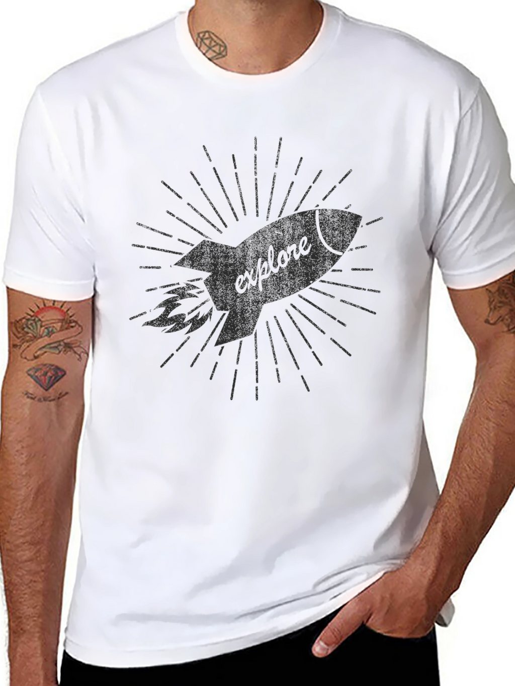 Explore Rocket Graphic Tee - Black