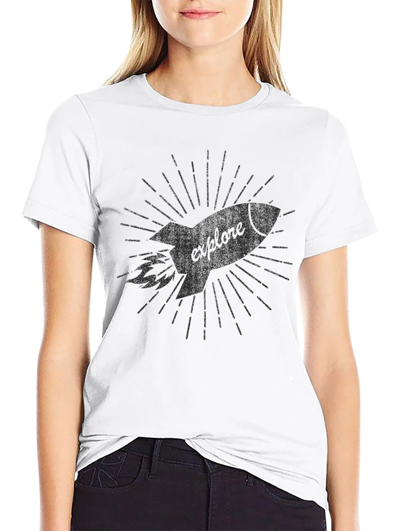 Explore Rocket Graphic Tee - Black