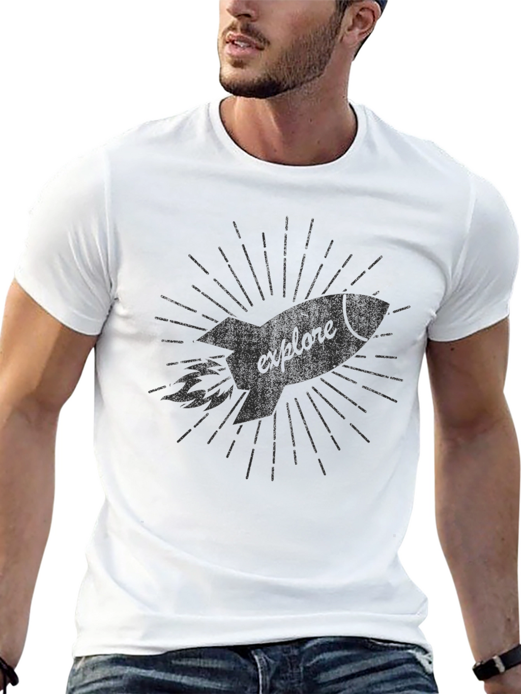 Explore Rocket Graphic Tee - Black