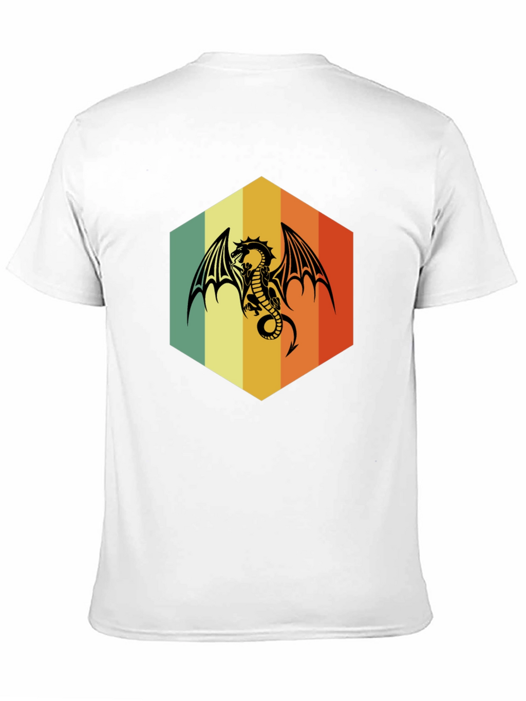 Retro Dragon Graphic Tee - Unique Hexagon Design