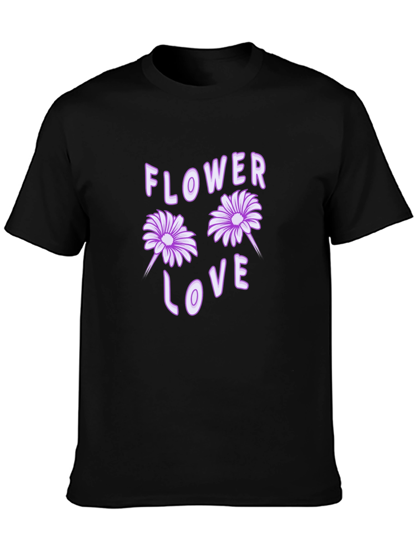 Flower Love Graphic Tee - Black Cotton T-Shirt