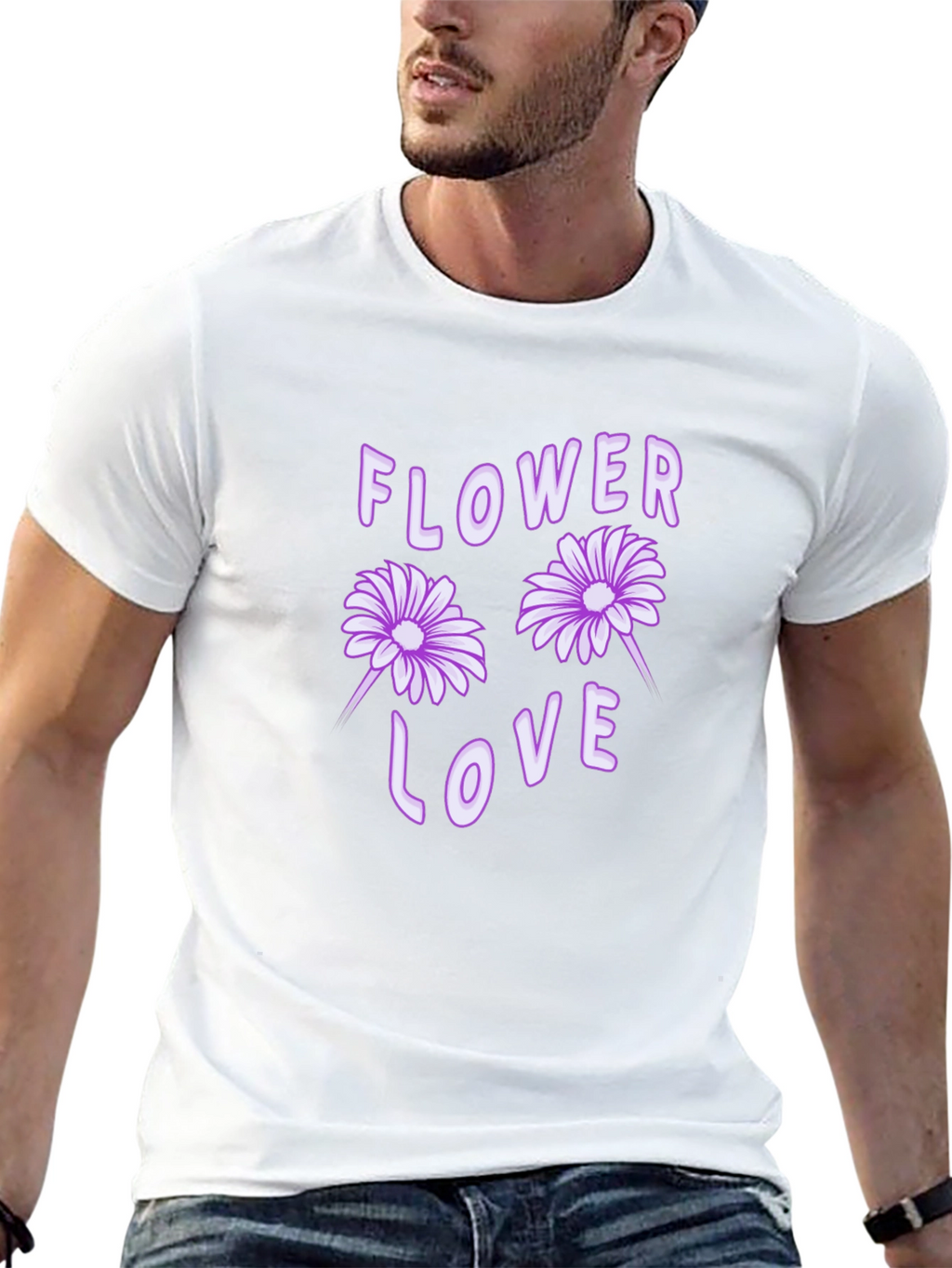 Flower Love Graphic Tee - Black Cotton T-Shirt