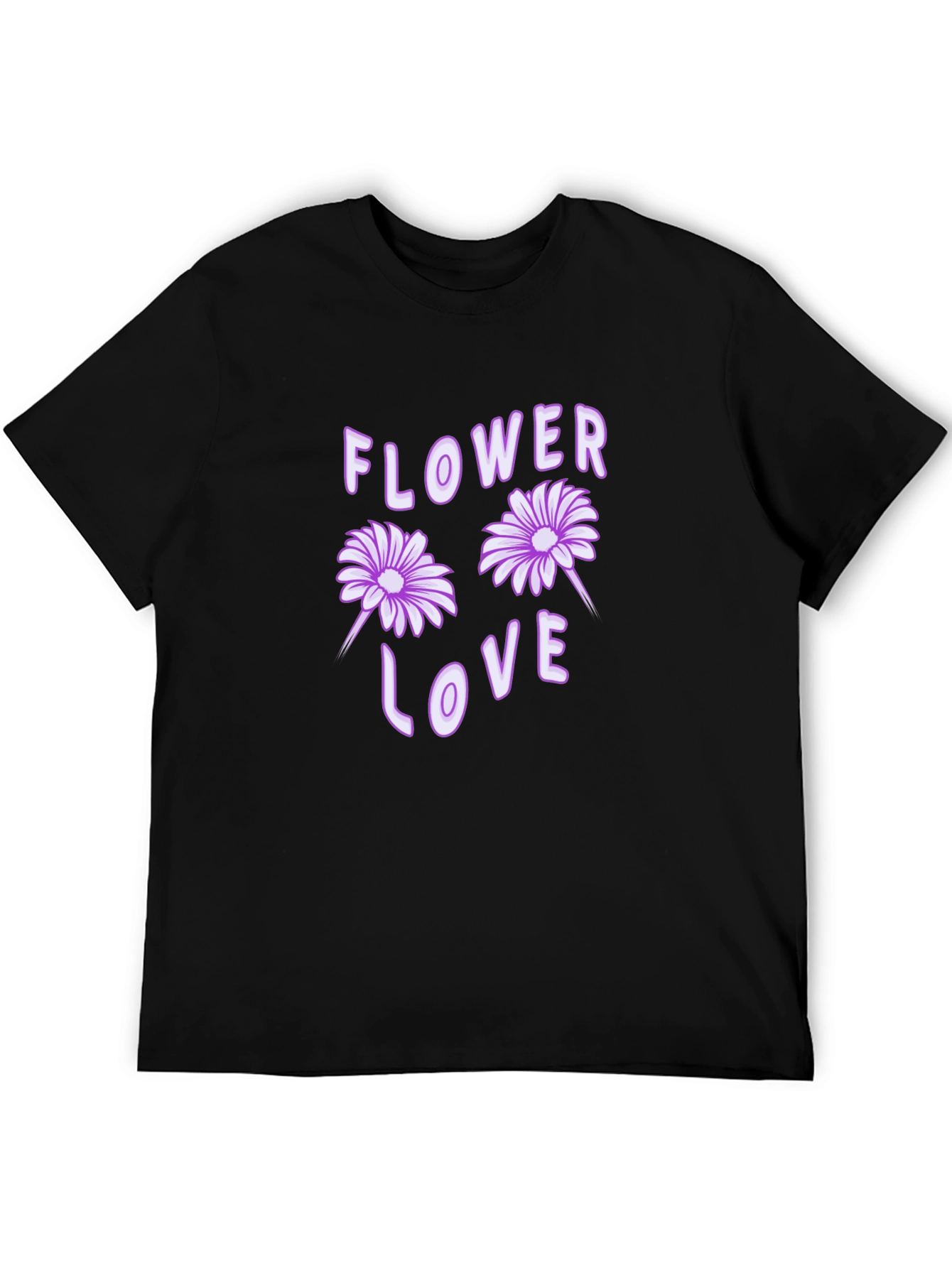Flower Love Graphic Tee - Black Cotton T-Shirt