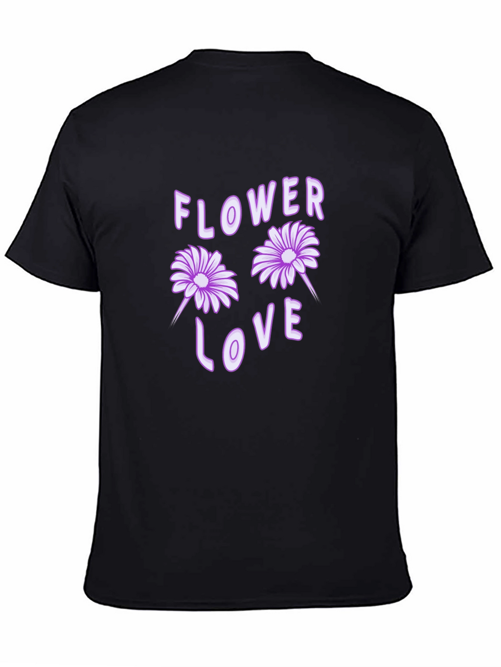 Flower Love Graphic Tee - Black Cotton T-Shirt