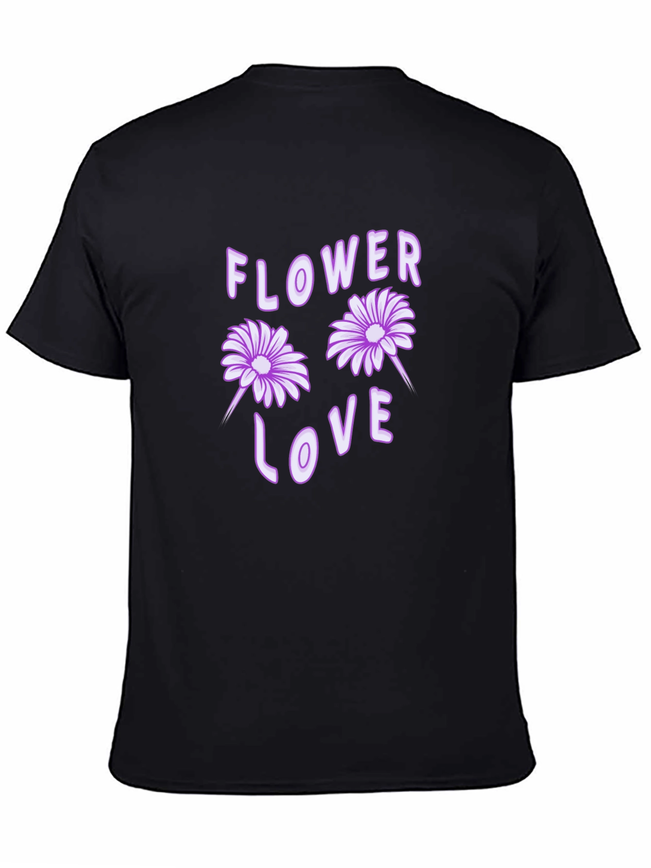 Flower Love Graphic Tee - Black Cotton T-Shirt