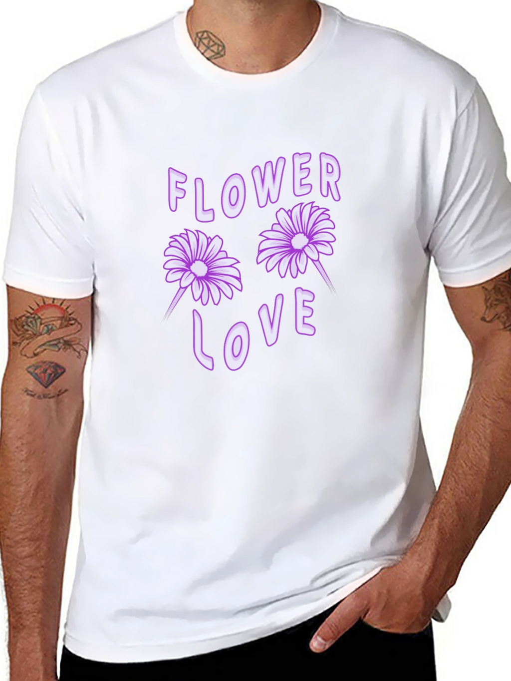 Flower Love Graphic Tee - Black Cotton T-Shirt
