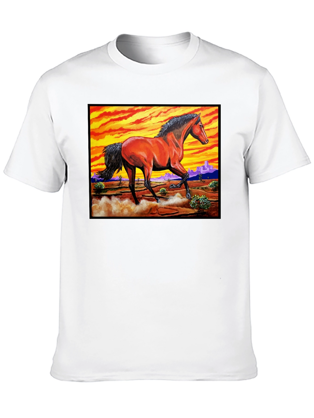 Wild Horse Graphic Tee - Desert Sunset Design