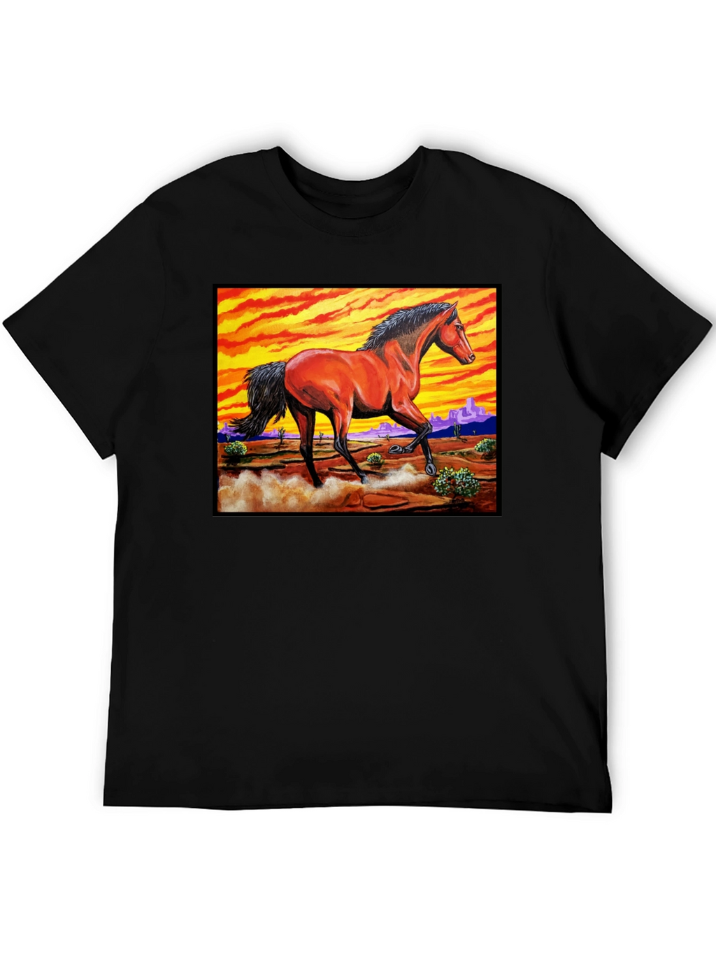 Wild Horse Graphic Tee - Desert Sunset Design
