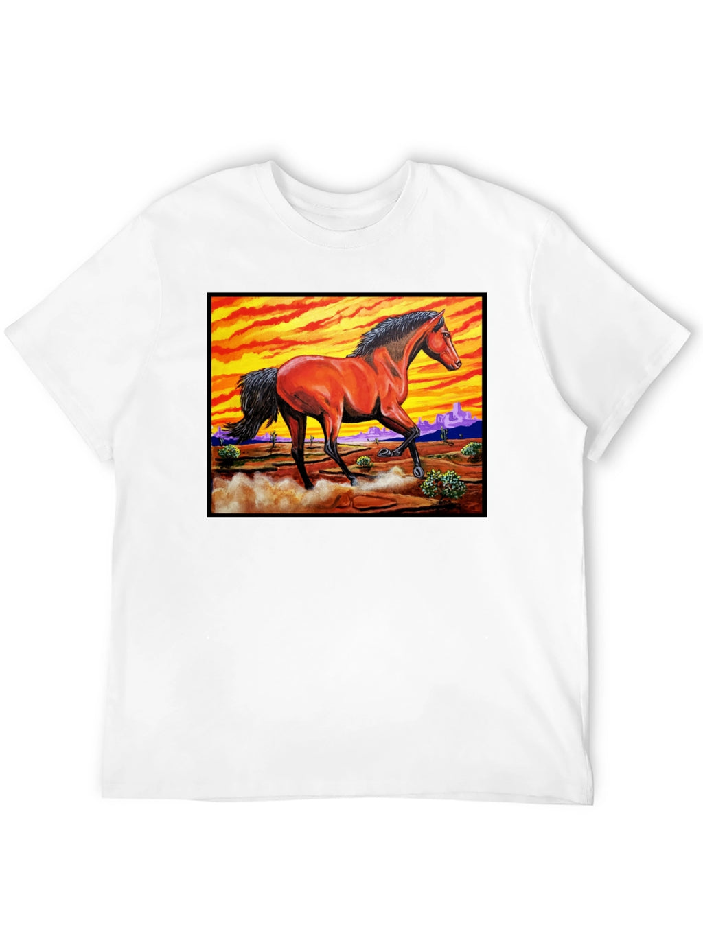 Wild Horse Graphic Tee - Desert Sunset Design