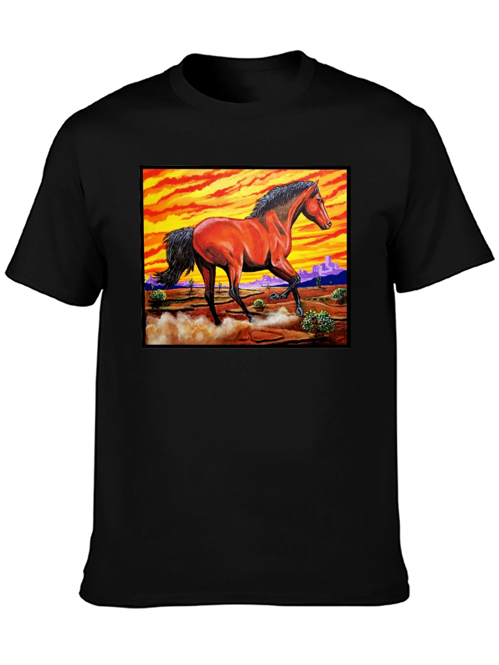 Wild Horse Graphic Tee - Desert Sunset Design