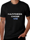 Happiness Chose Me Graphic Tee - Black Cotton Blend