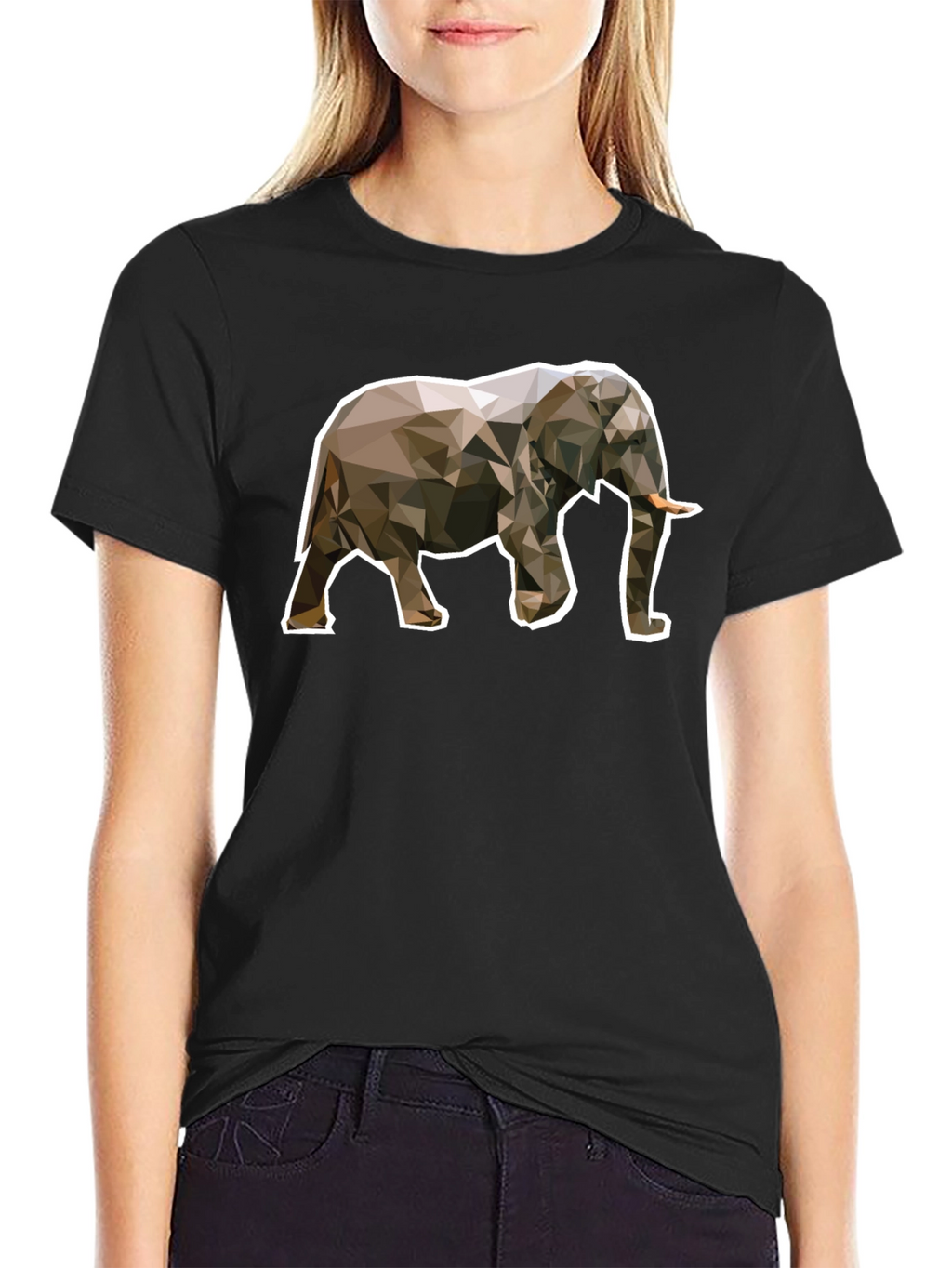 Geometric Elephant Graphic Tee - Unique Black T-Shirt