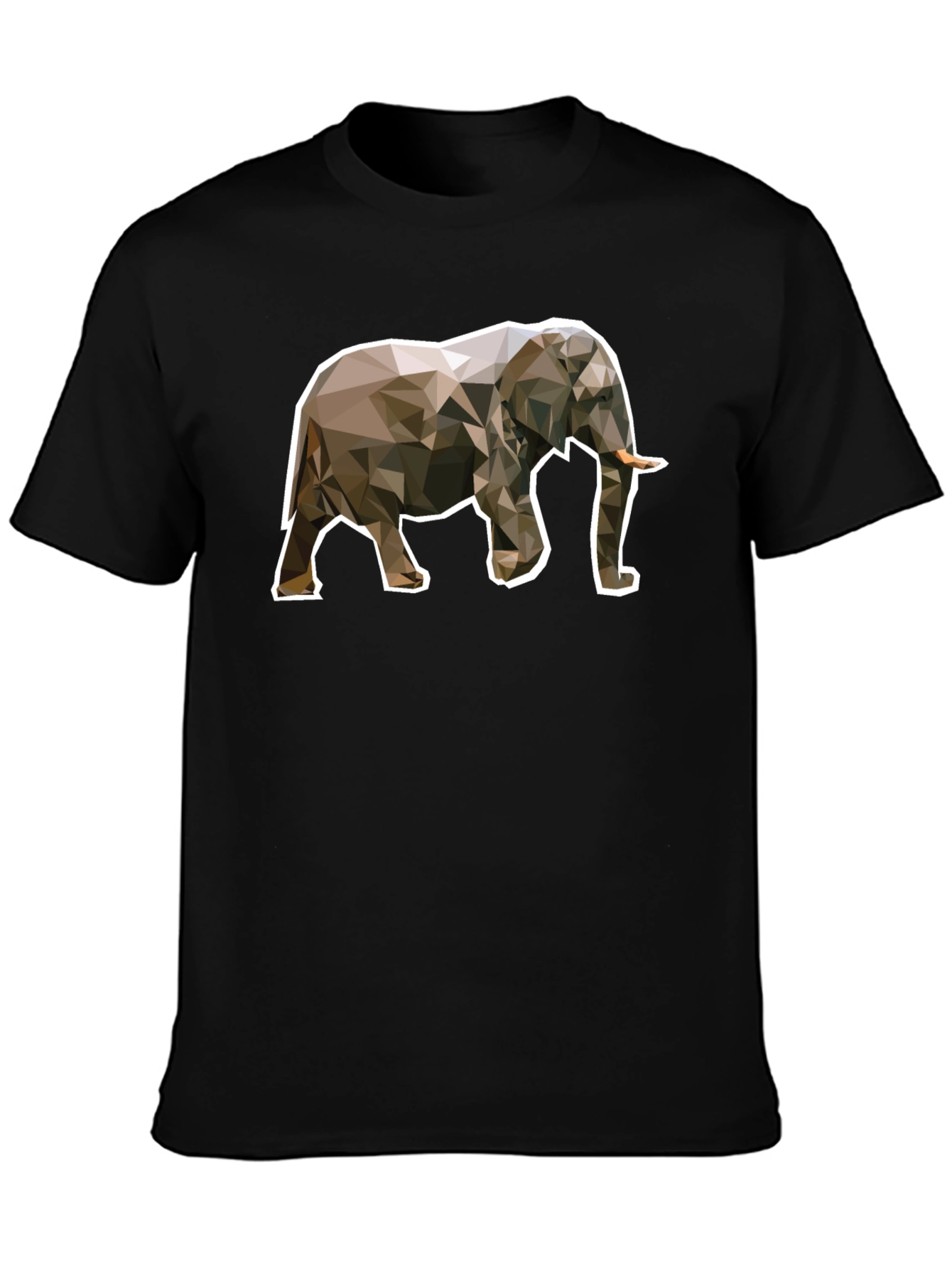 Geometric Elephant Graphic Tee - Unique Black T-Shirt