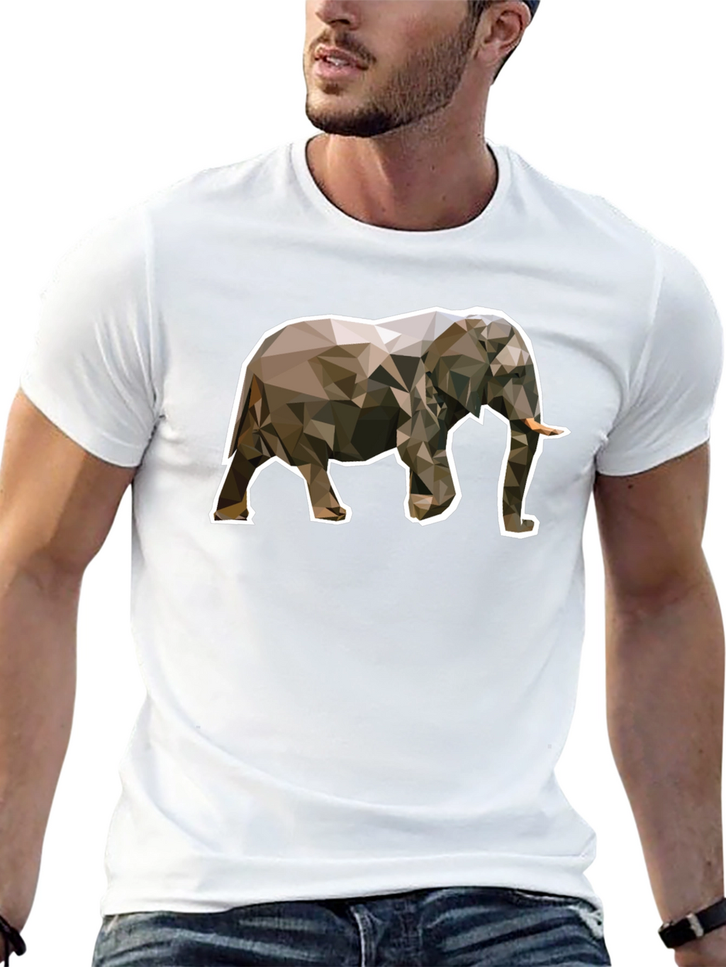 Geometric Elephant Graphic Tee - Unique Black T-Shirt
